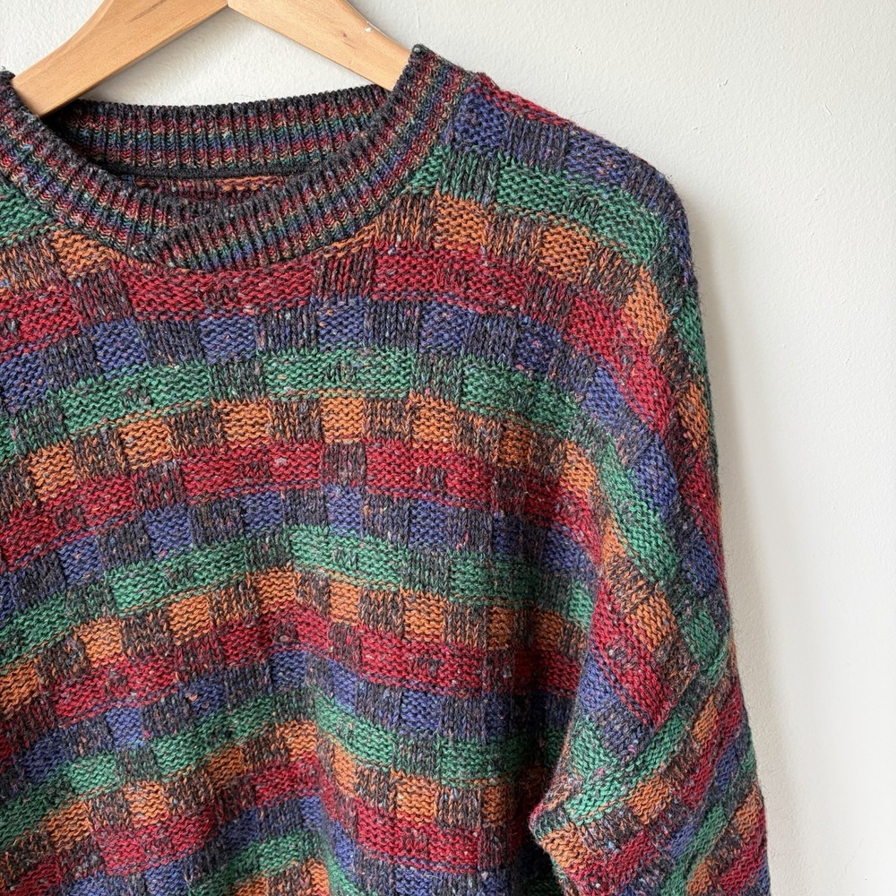Vintage Unbranded Men's Pullover Sweater Size XL Unique Colorful Checkered - Picture 4 of 7